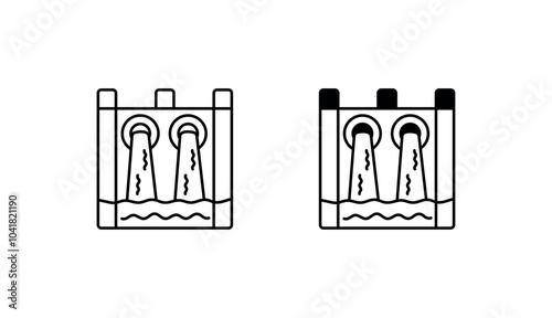 Hydroelectric Dam icon design with white background stock illustration