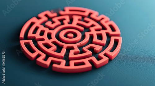 A vibrant, circular maze design on a teal background, symbolizing challenges and problem-solving in a visually engaging manner.