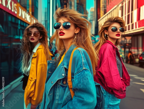 Models strut down a neon-li...