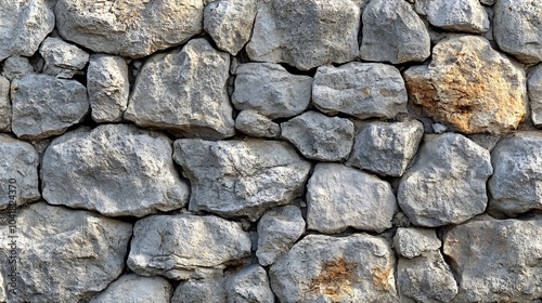 Weathered stone wall texture light gray stones and visible mortar each stone uniquely shaped and textured for an authentic aged look in outdoorinspired spaces photo