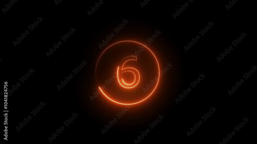 Glowing neon numeric number 6 animation. Purple and blue neon font alphanumeric Glowing neon numeric number 6 animation. Purple and blue neon font alphanumeric