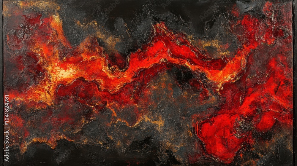 Fiery Red Patterns with Metallic Textures Fiery Red Patterns with Metallic Textures