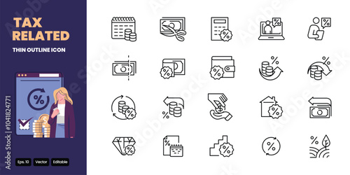 tax related thin outline icon vector design good for web and mobile app