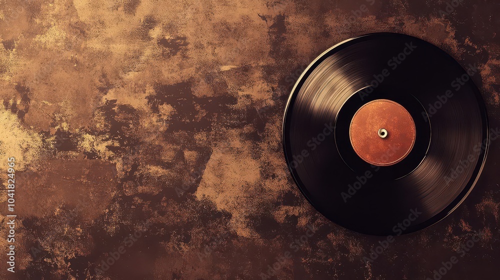 Obraz premium A retro vinyl record on a chocolate brown background
