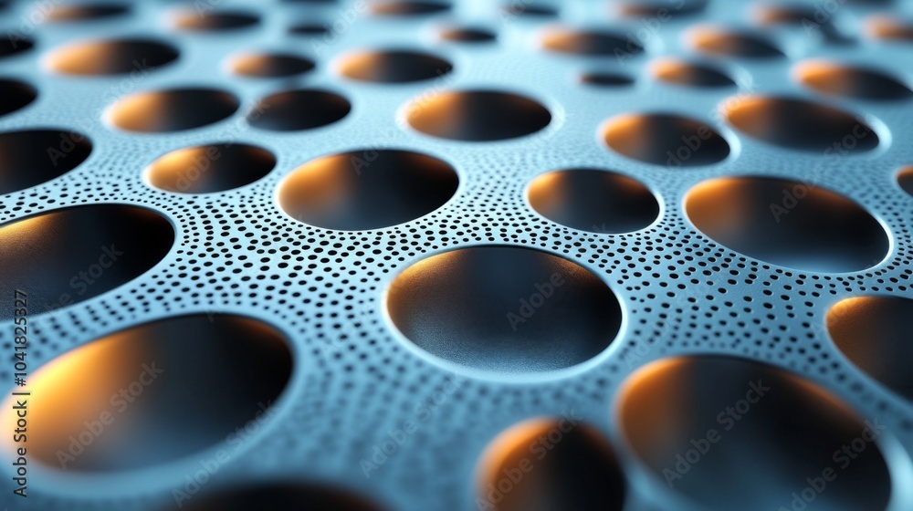 A textured surface displays an intricate pattern of circular depressions, enhanced by glowing blue and orange lighting, creating a captivating visual effect. A textured surface displays an intricate pattern of circular depressions, enhanced by glowing blue and orange lighting, creating a captivating visual effect.