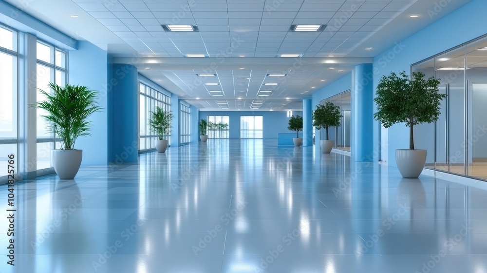 Empty warehouse space with polished concrete floors, ready for renovation, Empty warehouse space with polished concrete floors, ready for renovation,