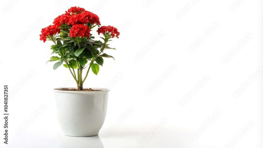 custom made wallpaper toronto digitalRed stemmed houseplant with bright red flowers in a white pot against a white background