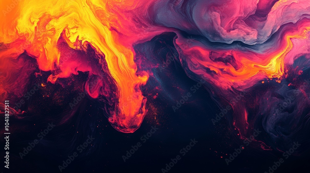 Fototapeta premium Abstract Art Background with Red Orange and Black Swirls