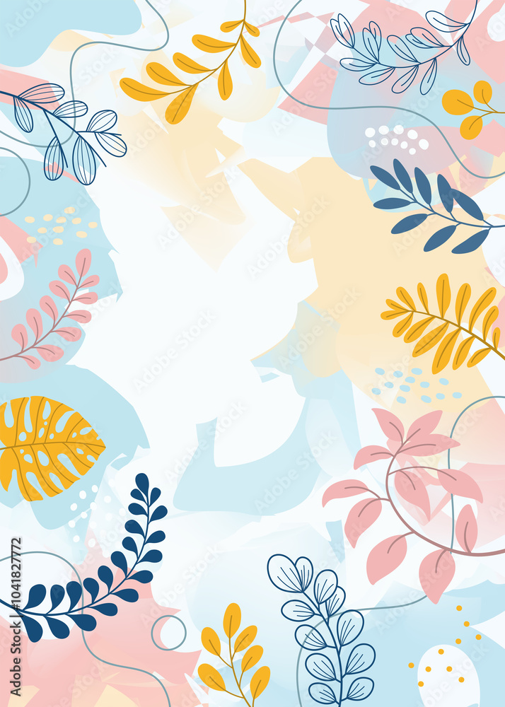 Obraz premium Banner frame spring background with beautiful. flower background for design. Colorful background with tropical plants.