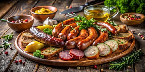 Deliciously Sliced Sausage Platter for Food Photography, Showcase of Culinary Delights