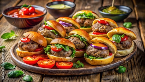 Delicious Meatball Sandwiches with Sauces - Perfect Bite-sized Treats for Parties and Events