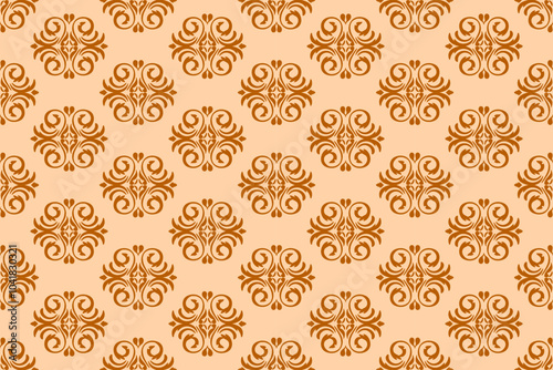 Seamless  brown decorative wallpaper pattern.Seamless floral ornament on background.