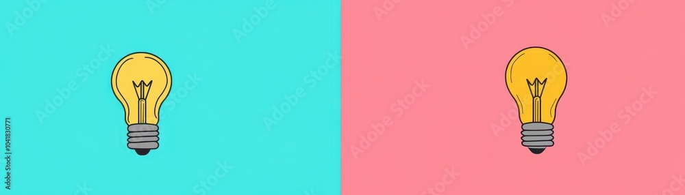 Light bulb and cap concept flat design side view creative learning theme cartoon drawing Splitcomplementary color scheme Light bulb and cap concept flat design side view creative learning theme cartoon drawing Splitcomplementary color scheme