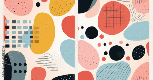 Wallpaper Mural Abstract design featuring colorful shapes and patterns, ideal for modern art or graphic resources. Torontodigital.ca