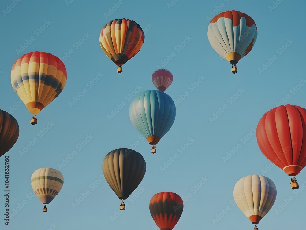 Colorful Aerial View of Hot Air Balloons in Festival Colorful Aerial View of Hot Air Balloons in Festival
