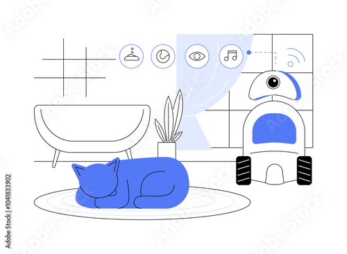 Robotic pet sitter isolated cartoon vector illustrations.