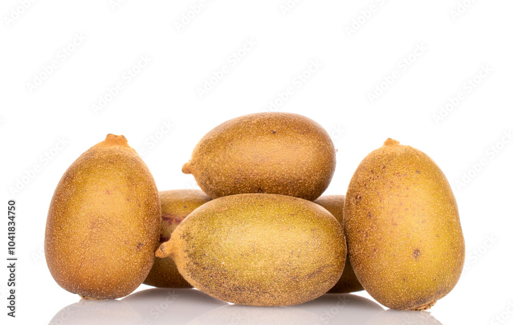 Several ripe juicy kiwis, macro, isolated on white background. Several ripe juicy kiwis, macro, isolated on white background.