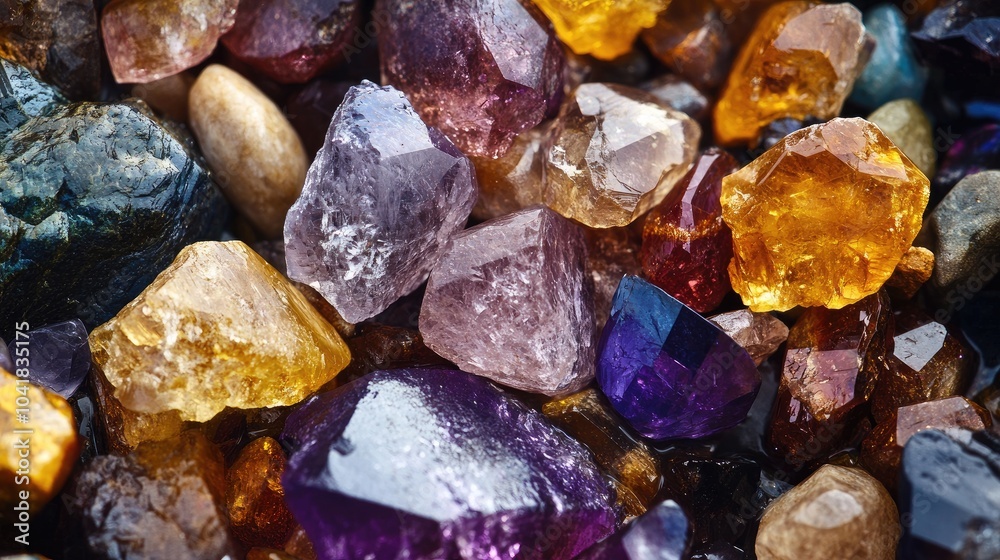 Close-up of genuine gemstones sparkling as they are collected from a stream, highlighting their natural beauty and rarity. Close-up of genuine gemstones sparkling as they are collected from a stream, highlighting their natural beauty and rarity.