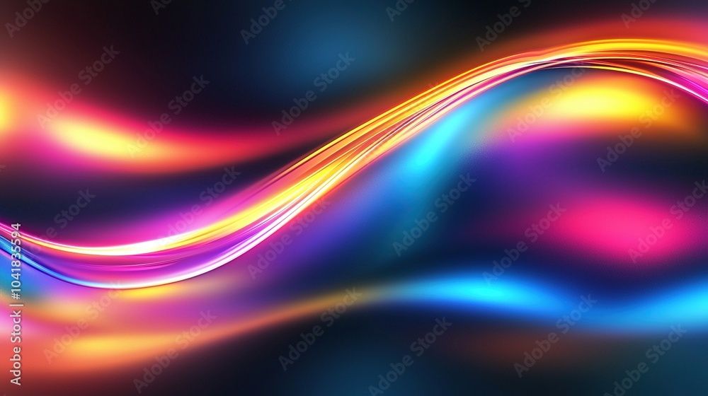 Obraz premium An abstract backdrop featuring a gradient that transitions from deep grey to vibrant orange, reminiscent of an iridescent rainbow in motion. The gradient is softly blurred at one end, creating a sense