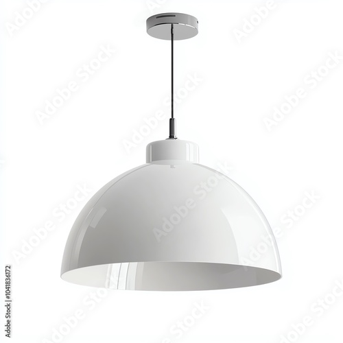 Modern white pendant lamp on a white isolated background.