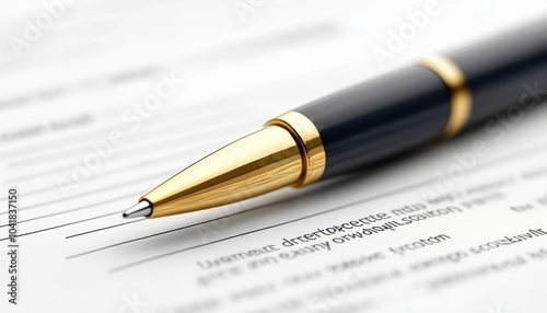 Wallpaper Mural A close-up view of a black and gold pen resting on a blank document Torontodigital.ca