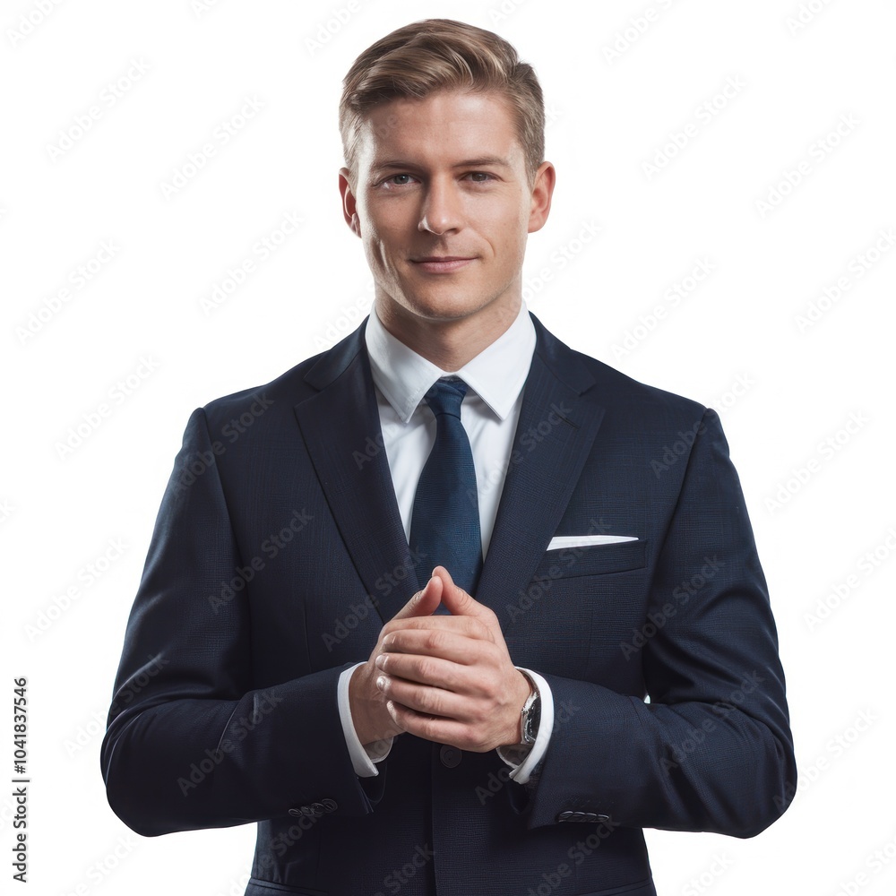 businessman standing with hands crossed and looking at camera happy isolated on white background businessman standing with hands crossed and looking at camera happy isolated on white background