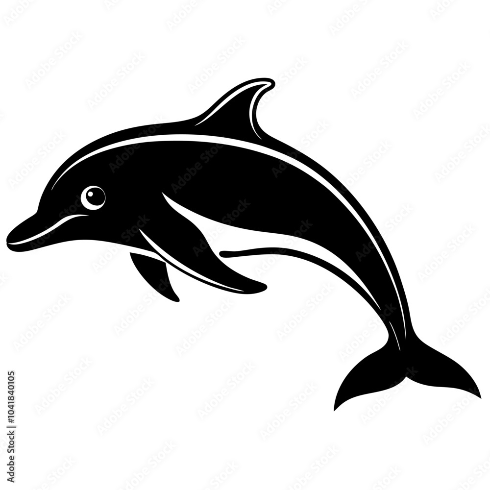 Fototapeta premium dolphin silhouette on white background.