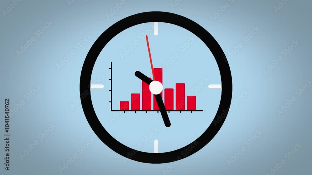 Time-Ticking Innovation, Rotating Clock with Idea Bulb, Rising Graph ...