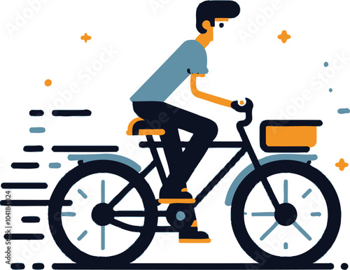 A flat vector illustration representing cycle Flat Vector Style, Simple Design, White Background. Adobe Illustrator Artwork