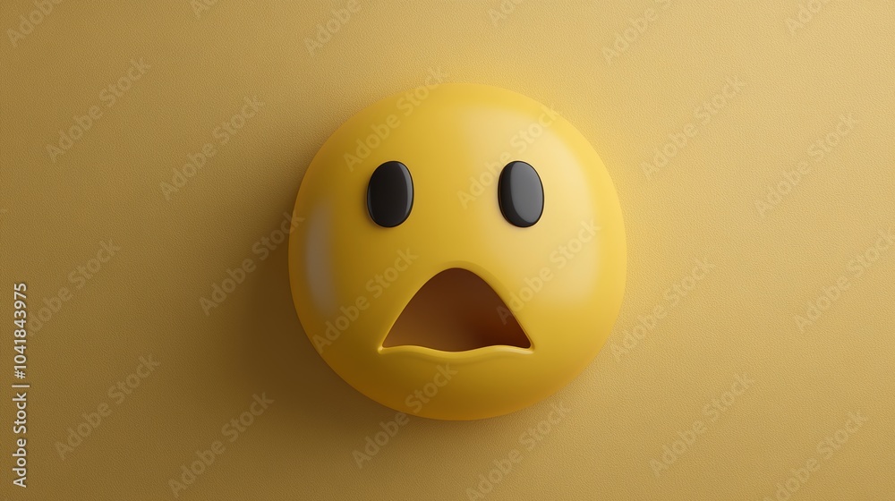 3D Yellow Emoji Face with Open Mouth and Wide Eyes Shocked Surprised Fear Expression 3D Yellow Emoji Face with Open Mouth and Wide Eyes Shocked Surprised Fear Expression