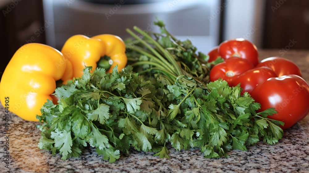 Fresh Vegetables on a Kitchen Countertop