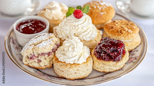 Wallpaper Mural Assorted Scones with Cream and Jam on a Plate Torontodigital.ca