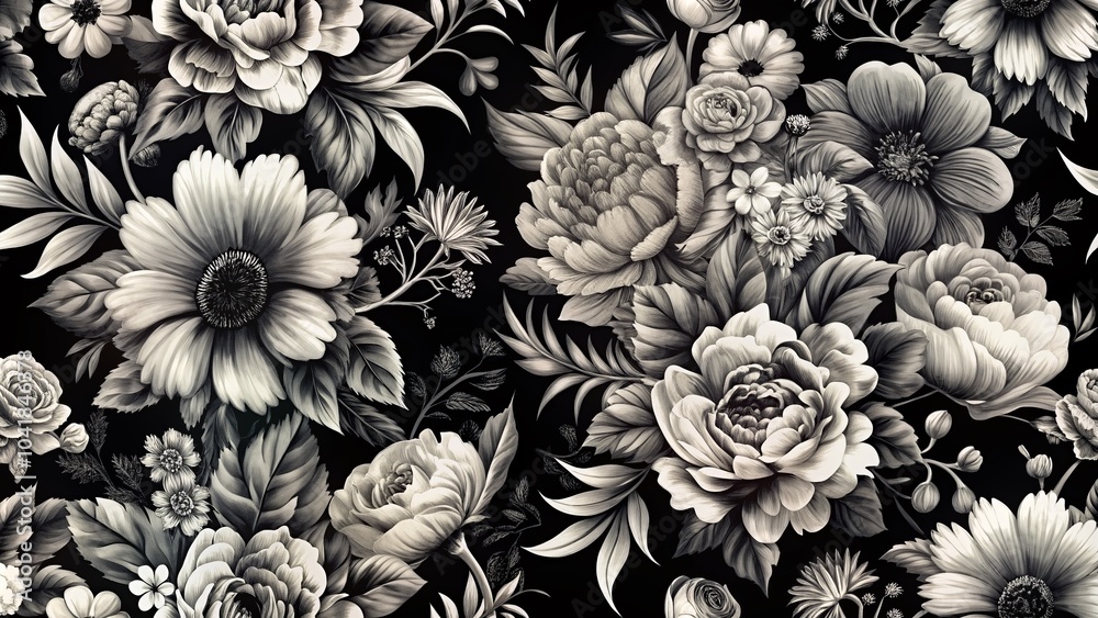 Elegant Black and White Floral Patterns for Timeless Wallpaper and Fabric Design Elegant Black and White Floral Patterns for Timeless Wallpaper and Fabric Design