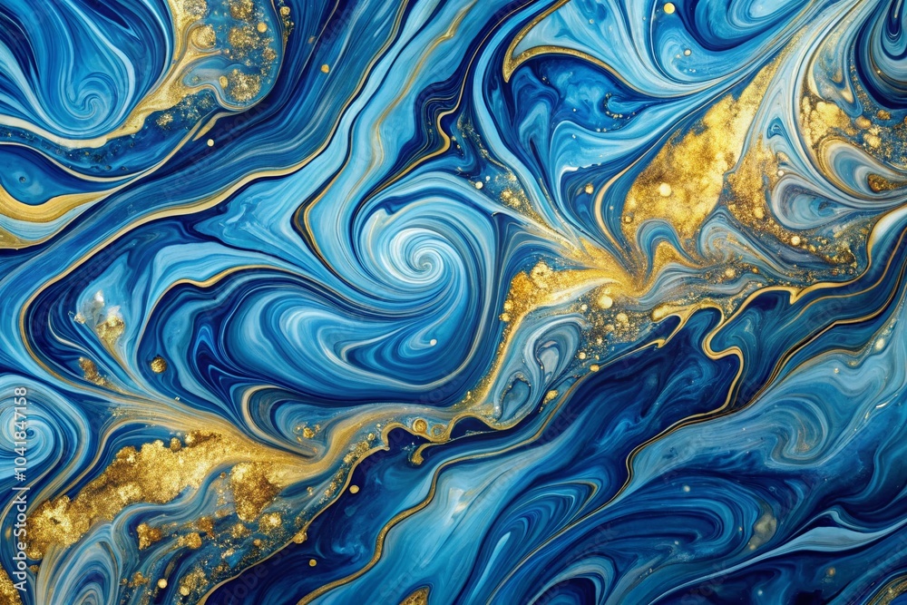 Obraz premium Elegant Blue and Gold Marble Background with Copy Space for Design Projects and Presentations