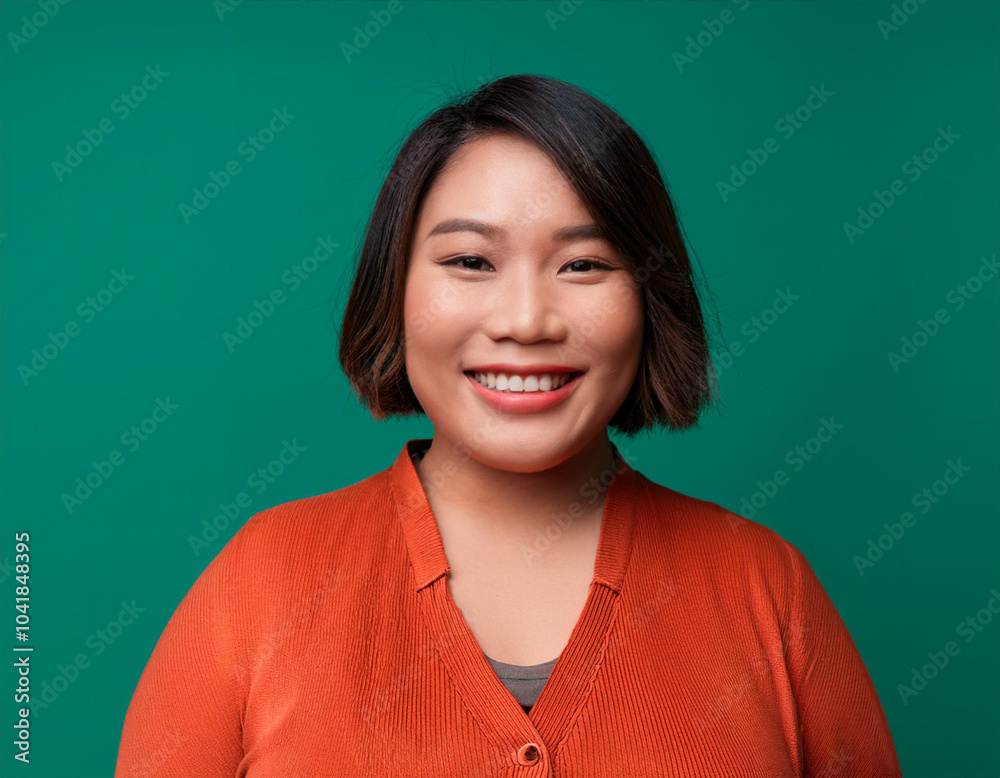 Portrait of Beautiful Young Woman Happily Smiling Against Studio Background Portrait of Beautiful Young Woman Happily Smiling Against Studio Background