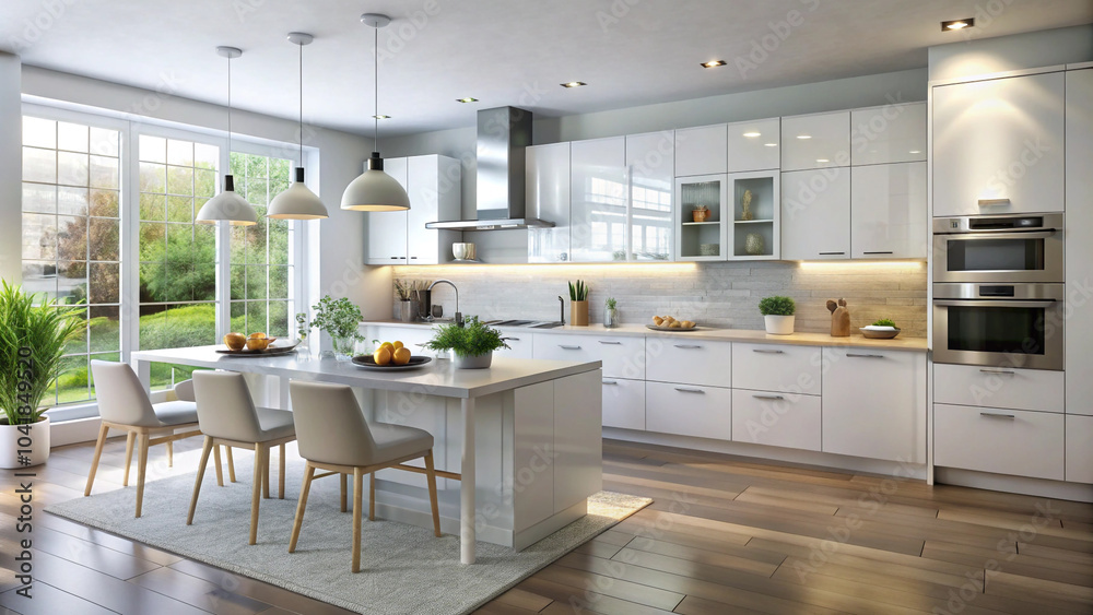 Fototapeta premium modern kitchen interior with kitchen