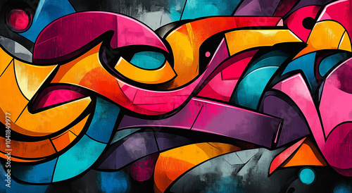 Wallpaper Mural Vibrant Abstract Graffiti Curves in Urban Color Symphony Torontodigital.ca