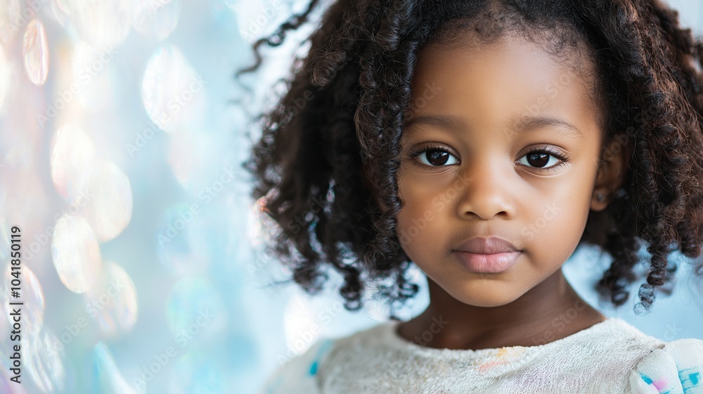 Black girl on holographic plastic background Black girl on holographic plastic background