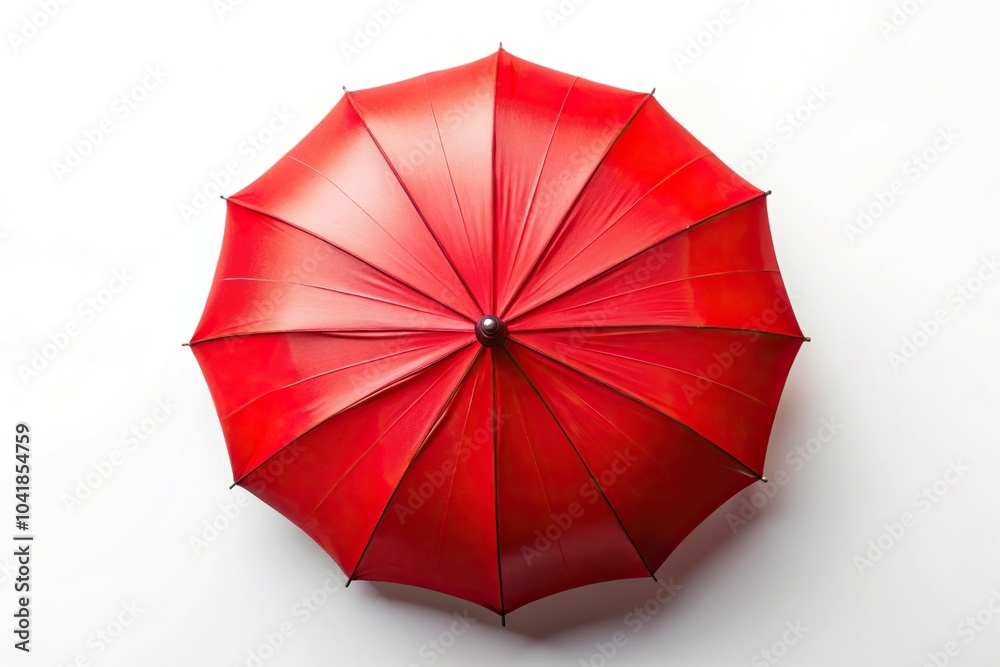 red umbrella from above isolated on white panoramic view red umbrella from above isolated on white panoramic view