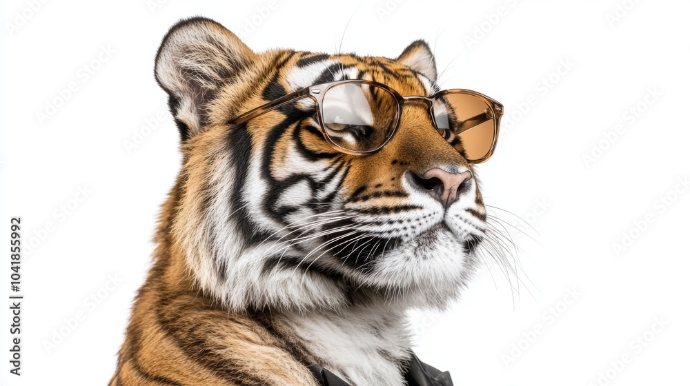 Obraz premium Cool Tiger Wearing Sunglasses Close up Portrait