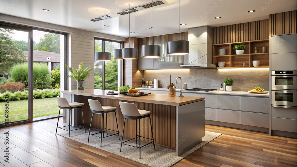 Fototapeta premium modern kitchen interior with kitchen