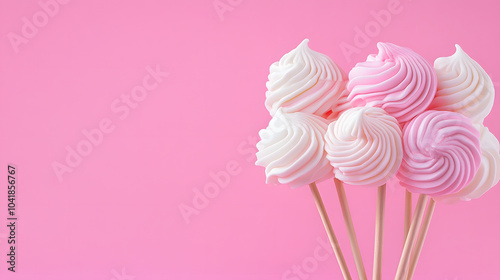 A Whimsical Bouquet of Colorful Marshmallow Candies Featuring Babycore Aesthetics and Unique Shapes in Playful Arrangement photo