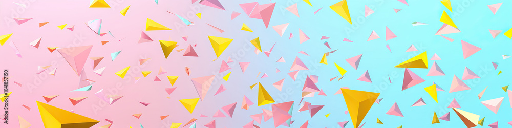 Soft Pink and Blue Abstract Pattern with Falling Yellow Triangles Soft Pink and Blue Abstract Pattern with Falling Yellow Triangles