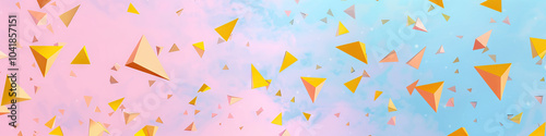 Free Download Soft Pink and Blue Abstract Pattern with Falling Yellow Triangles - GFXLoad