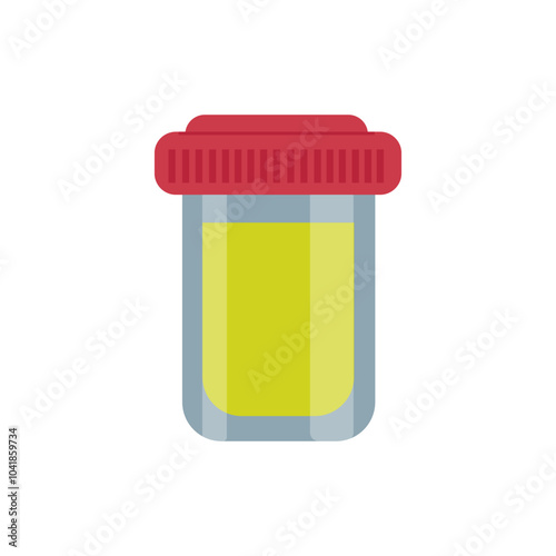Plastic container with biomaterial urine for clinical analysis in the laboratory. Health diagnostics - vector, color illustration