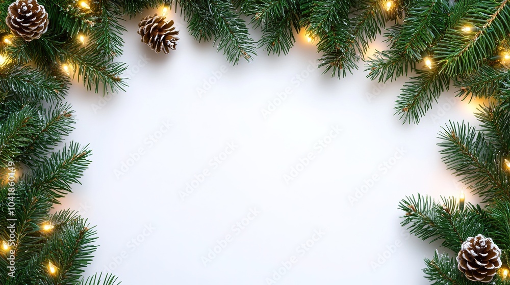 Festive Pine Branch Frame with Lights and Pinecones Festive Pine Branch Frame with Lights and Pinecones