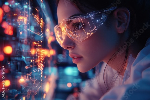 Wallpaper Mural Digital analyst immersed in advanced tech environment. Torontodigital.ca