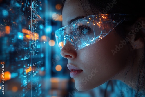 Wallpaper Mural Young woman explores digital world through glasses Torontodigital.ca