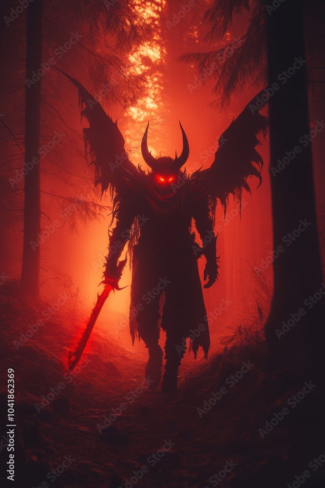 Monster beast in foggy dark forest. Halloween theme. Monster beast in foggy dark forest. Halloween theme.