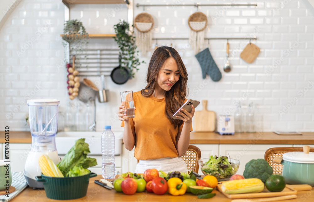 Portrait asian beauty body slim woman drinking water from a bottle while relax and feeling fresh, refresh drink, wellness, diet, healthcare, mineral at home.Healthy liquid lifestyle concept Portrait asian beauty body slim woman drinking water from a bottle while relax and feeling fresh, refresh drink, wellness, diet, healthcare, mineral at home.Healthy liquid lifestyle concept